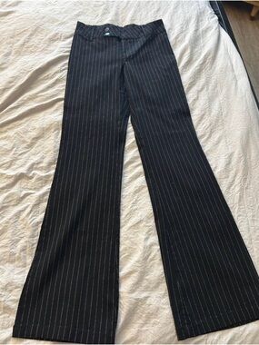 Forever 21 Black Pinstripe Pants with White Pinstripes